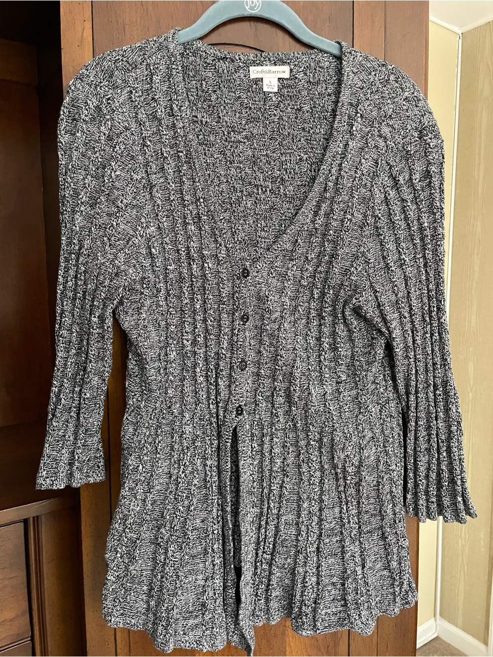 Croft & Barrow Black and White Button-Up Cardigan - L
